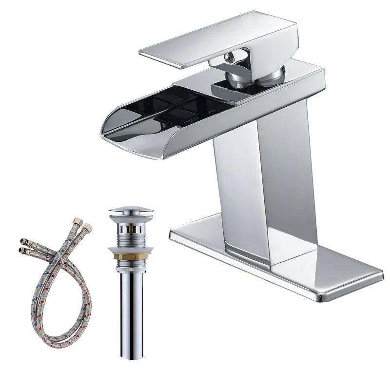 Polished Chrome Waterfall Single-Handle 6.61" Bathroom Faucet