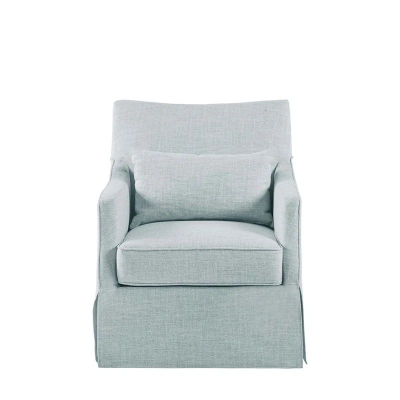 Bedford Farmhouse Light Blue Swivel Accent Chair with Lumbar Support