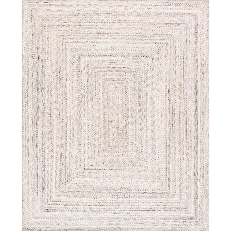 Ivory Geometric Braided Synthetic Indoor/Outdoor Rug 3' x 5'