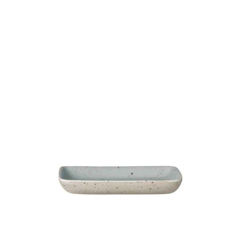 Sablo Blue and Beige Ceramic Appetizer Plates, Set of 4