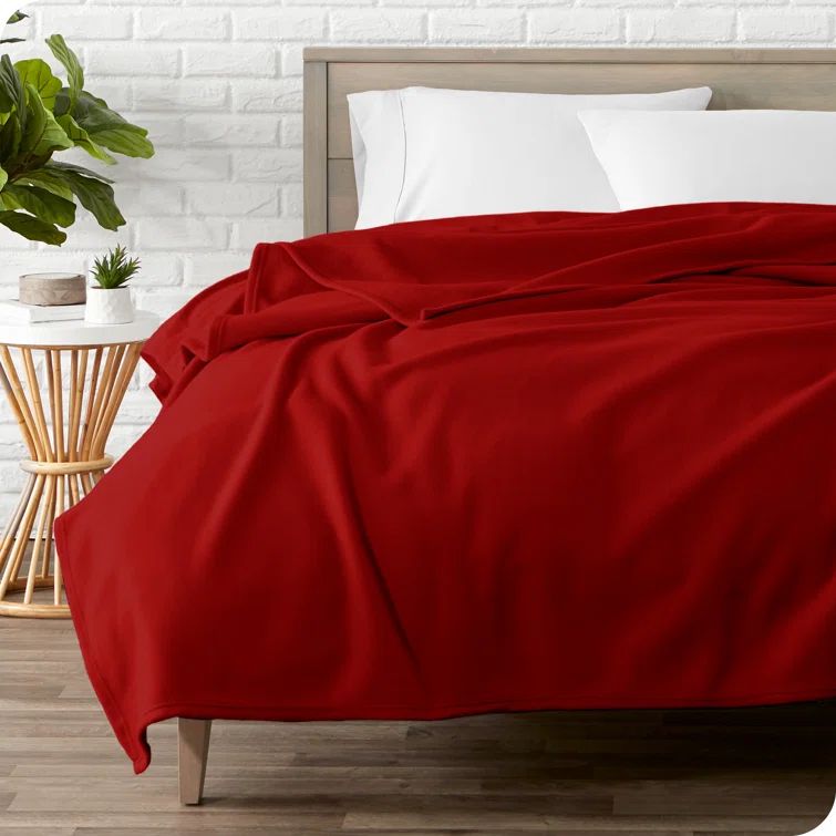 Full/Queen Red Fleece Reversible Blanket