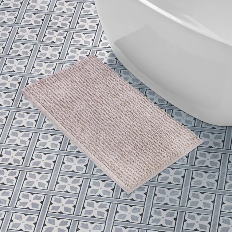 Blush Pink Chenille Non-Slip Polyester Bath Mat 20" x 34"