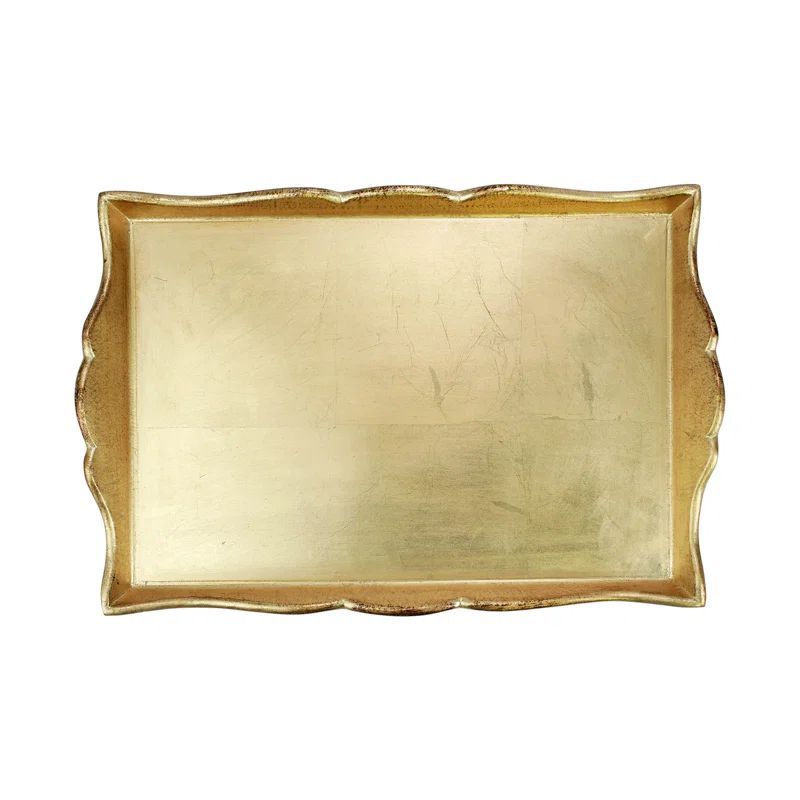 Gold Leaf Hand-Carved Traditional Rectangular Vanity Tray