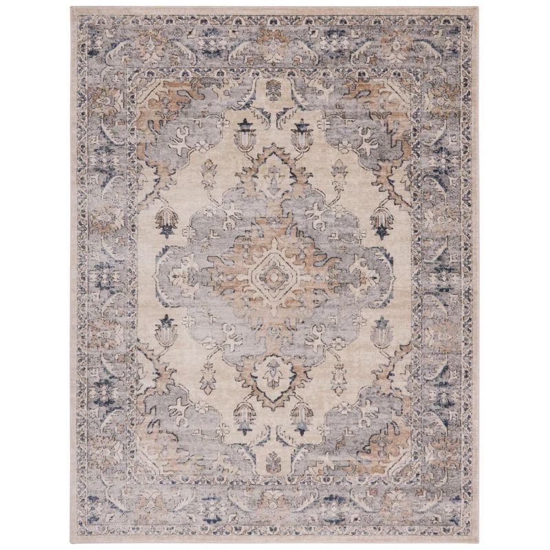 Handmade Gray Square Wool and Synthetic Rug, 6'7" x 6'7"