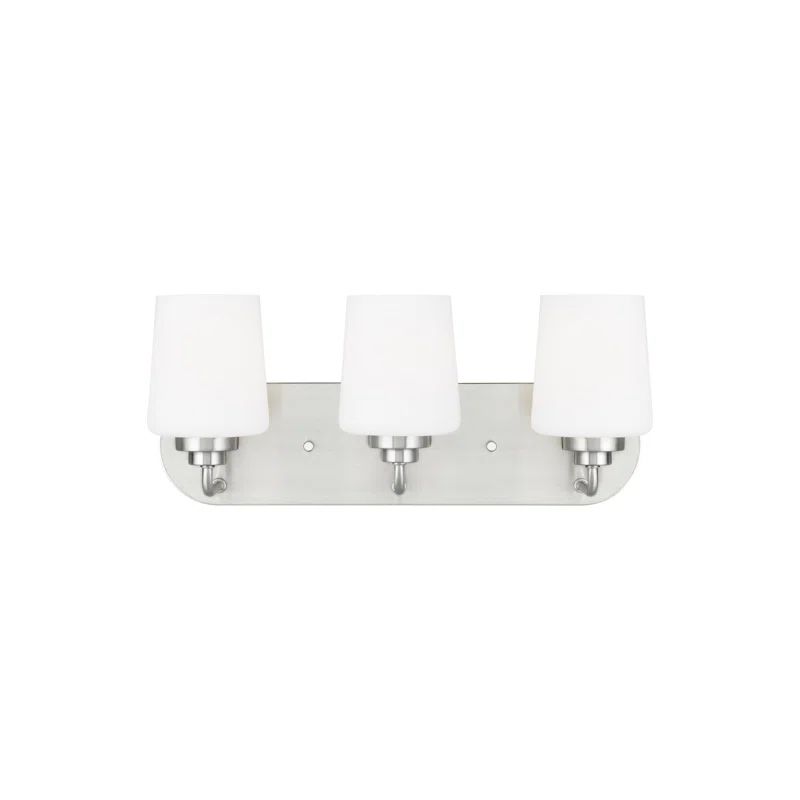 Windom Transitional 3-Light Vanity in Brushed Nickel with Etched Glass