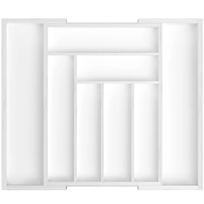 White Bamboo Adjustable Expandable Drawer Organizer