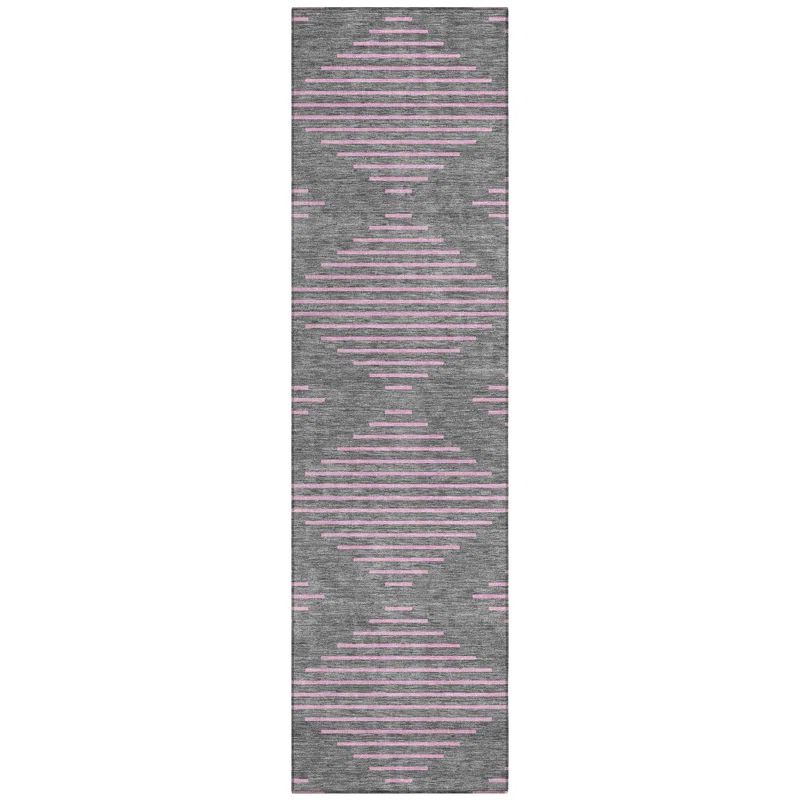 Gray Synthetic Flat Woven Washable Runner Rug 2'3" x 7'6"