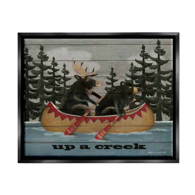 Up A Creek Woodland Cabin Canoe Print on Canvas