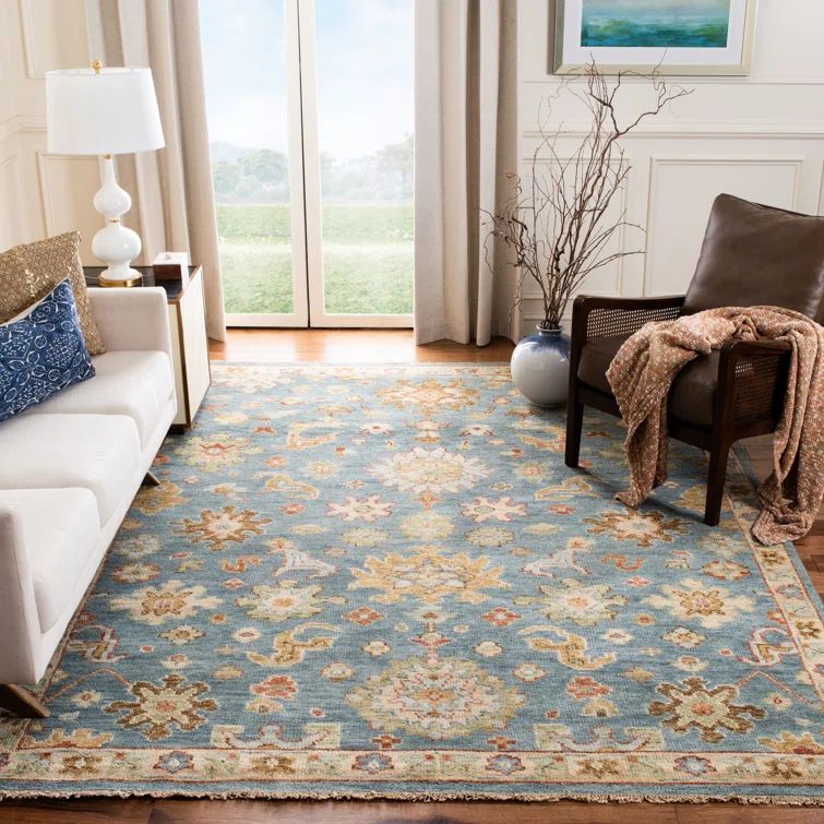 Hand-Knotted Blue Wool 8' x 10' Area Rug