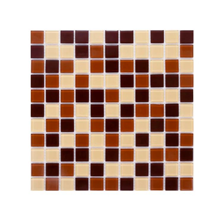 Earth Tone 1" x 1" Glossy Glass Mosaic Tile