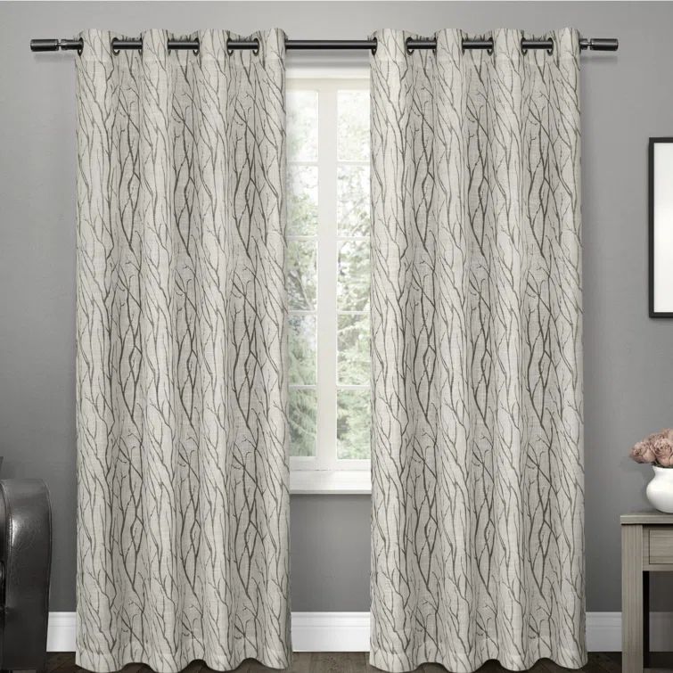 Oakdale Dove Gray Light-Filtering Polyester Linen Window Curtain Panels, 96" x 54"