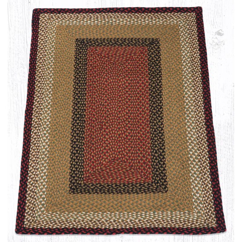 Handmade Red and Mustard Braided Jute Rectangular Rug 3'x5'