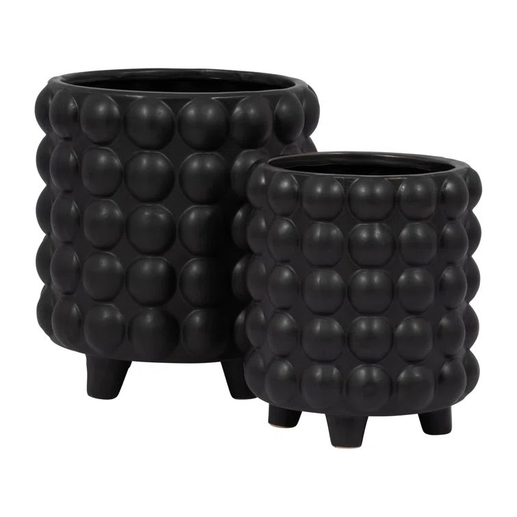 Matte Black 8" Ceramic Bubble Planters for Indoor & Outdoor