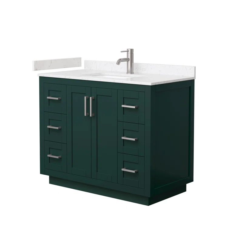 Miranda Green 42'' Freestanding Bathroom Vanity with White Carrara Marble Top