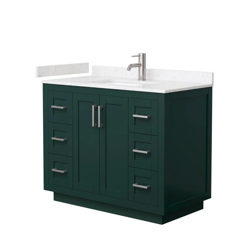 Miranda Green 42'' Freestanding Bathroom Vanity with White Carrara Marble Top