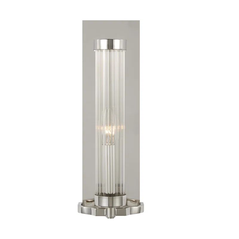 Demi 16" Polished Nickel Cylinder Wall Sconce with Clear Glass
