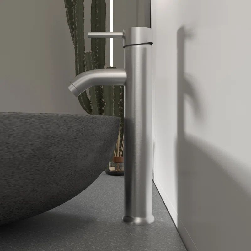 Brushed Nickel Tall Single Handle Vessel Sink Faucet