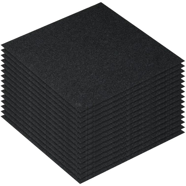 24'' Black Polyester Peel and Stick Carpet Tiles