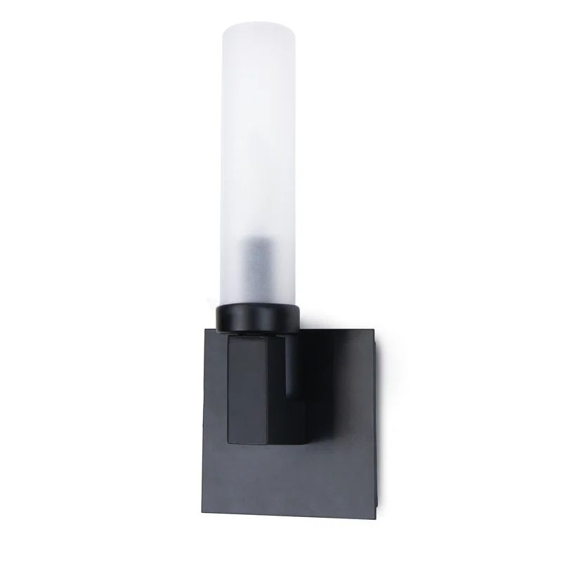 Montecito 12.75" Dimmable Black Iron Cylinder Outdoor Wall Sconce