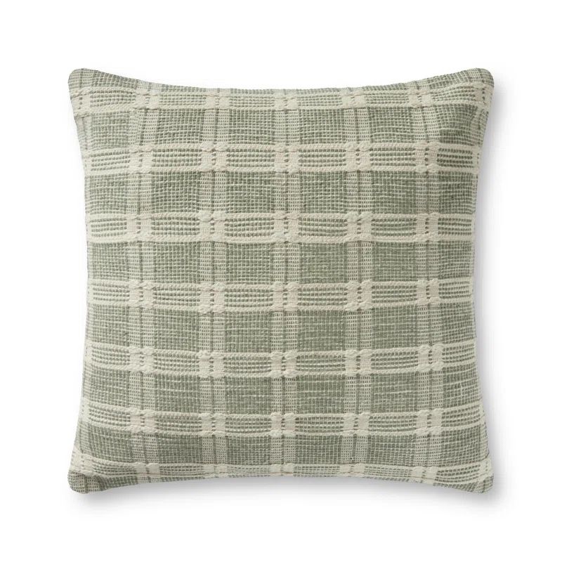 Madera Green Plaid Cotton 22" Throw Pillow Cover