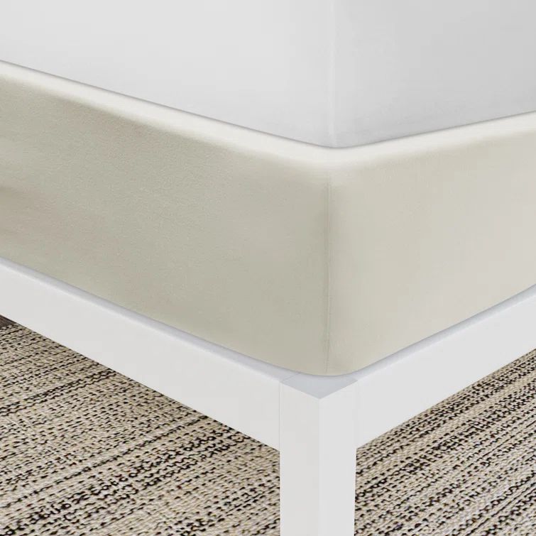 Full Beige Jersey Knit StretchWrap Box Spring Cover