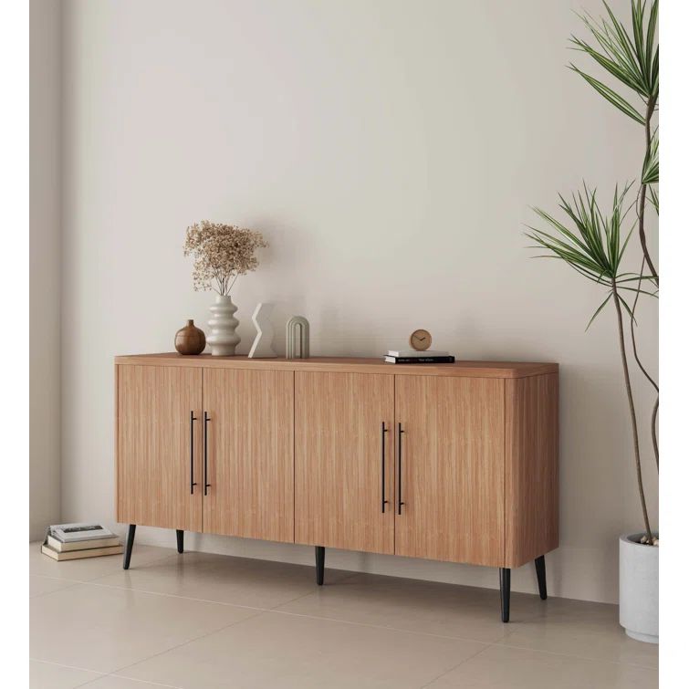 Jodie Maple Mid-Century Modern Sideboard with Ribbed Doors