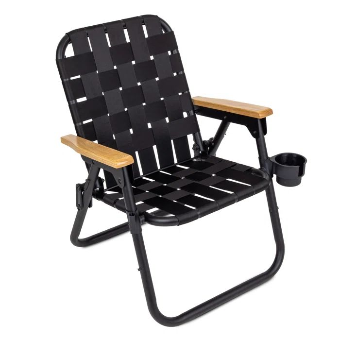 Black Powder Coated Aluminum Folding Beach and Camping Chair
