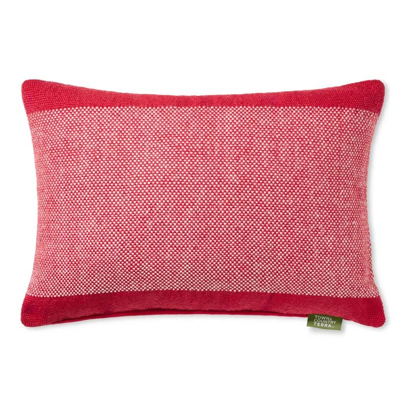 Red and Ivory Handwoven Recycled Outdoor Pillow 20"x20"