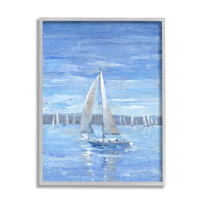 Gray Framed Blue Sailboat Canvas Print, 16 x 20