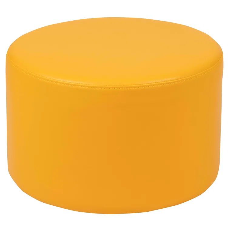 Modular Yellow Vinyl Round Ottoman for Versatile Spaces