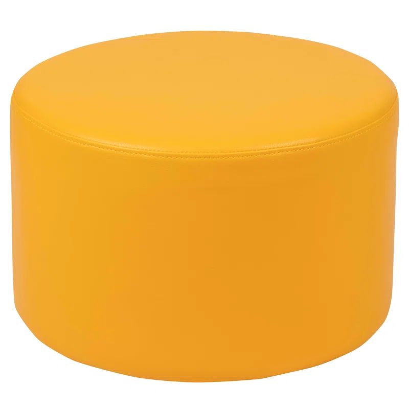 Yellow Plywood Round Classroom Ottoman with Leveling Glides