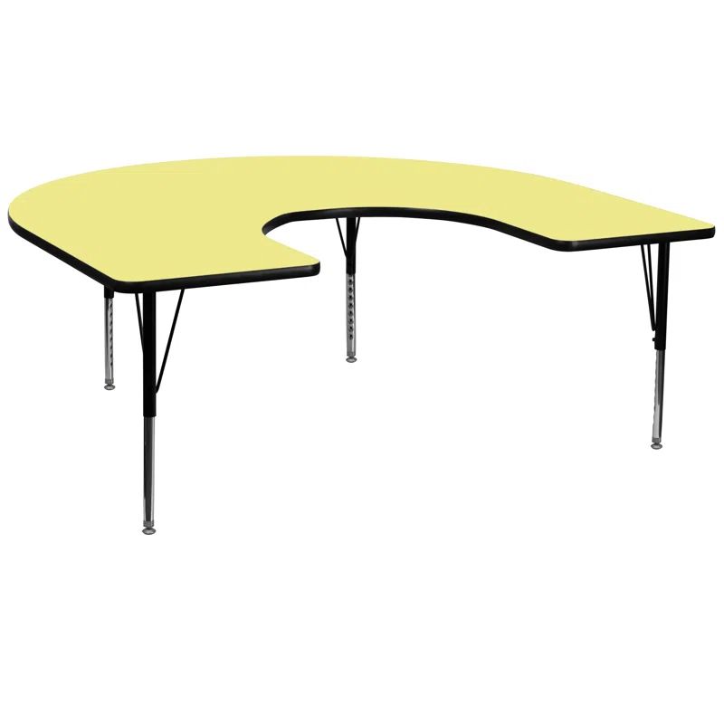 Yellow Horseshoe Laminate Activity Table with Adjustable Legs