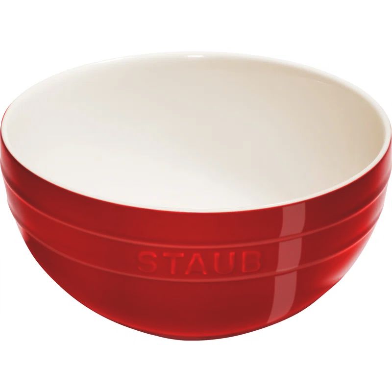 Cherry Red Ceramic 2-Piece Nested Mixing Bowl Set