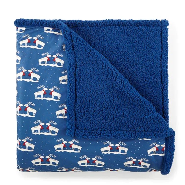 Twin Blue Fleece Sherpa Reversible Knitted Blanket