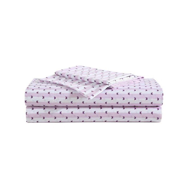 King Pink and Purple Striped Microfiber Sheet Set