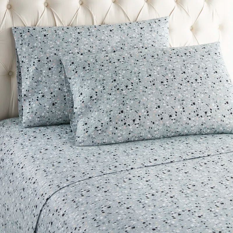Twin Gray Plaid Cotton Polyester Flannel Deep Pocket Sheet Set