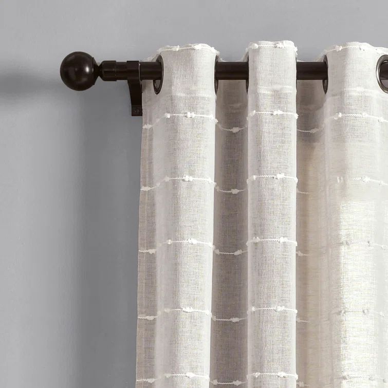 Beige Sheer Polyester Grommet Window Curtain Panels, 38"W x 95"L