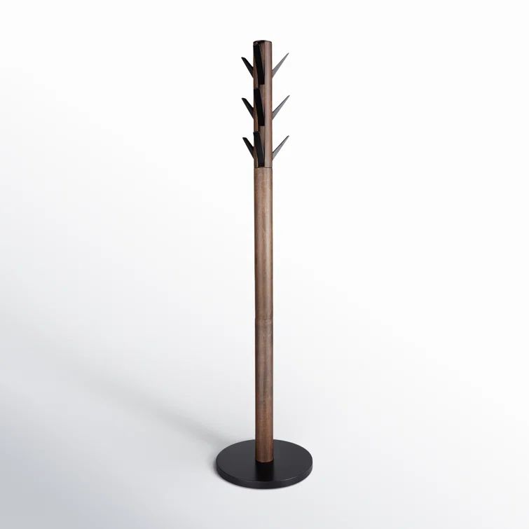 Flapper Sleek Black/Walnut 9-Hook Freestanding Coat Rack