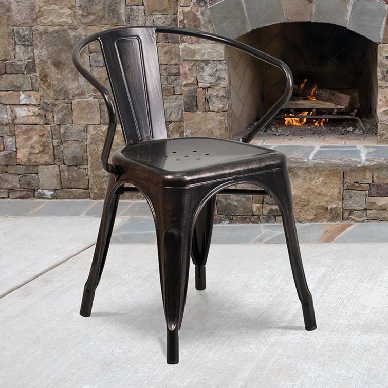 Luna Vintage Black-Antique Gold Steel Stackable Dining Chair