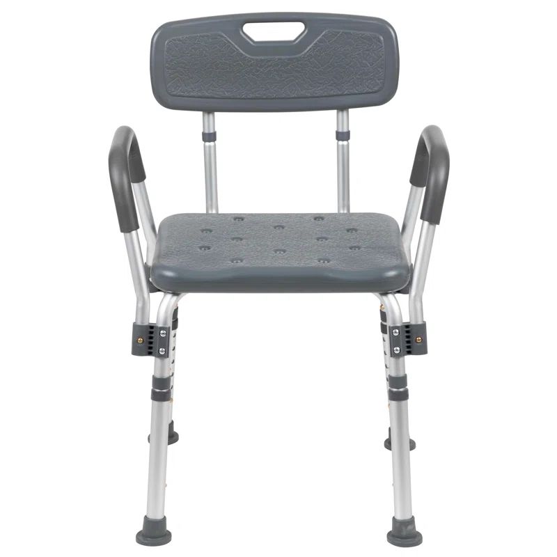 Adjustable Gray Safety Shower Chair with Quick Release Arms