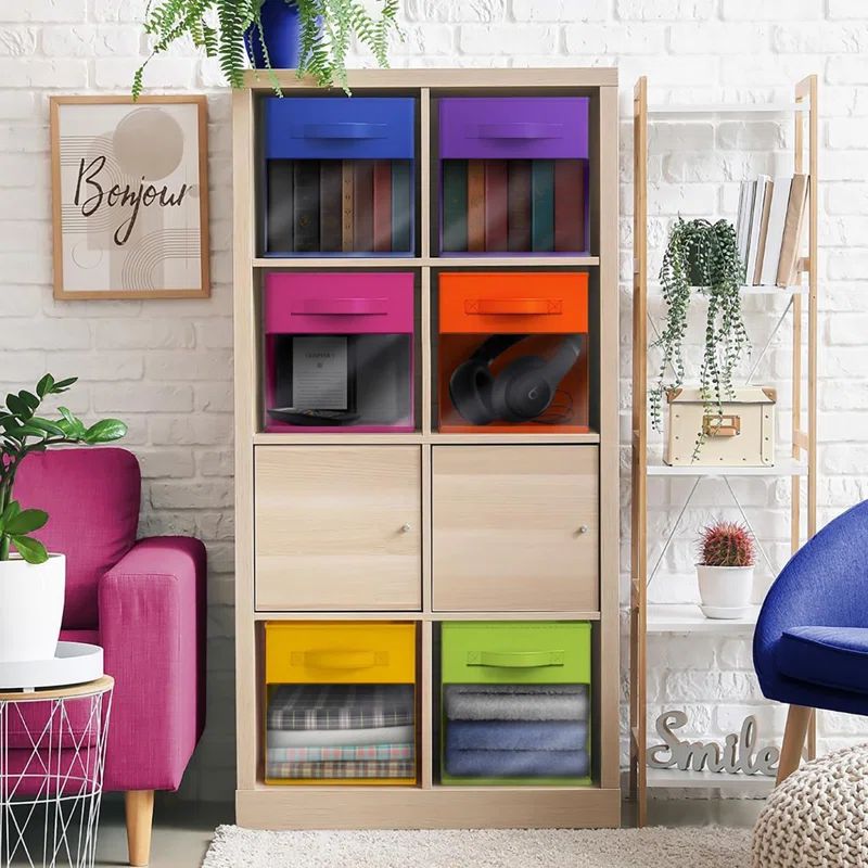Bright Bold 13" Foldable Fabric Storage Cubes Set of 6