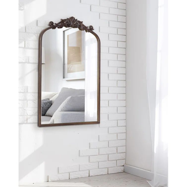 Arendahl Vintage Bronze Arched Wall Mirror with Garland Crown
