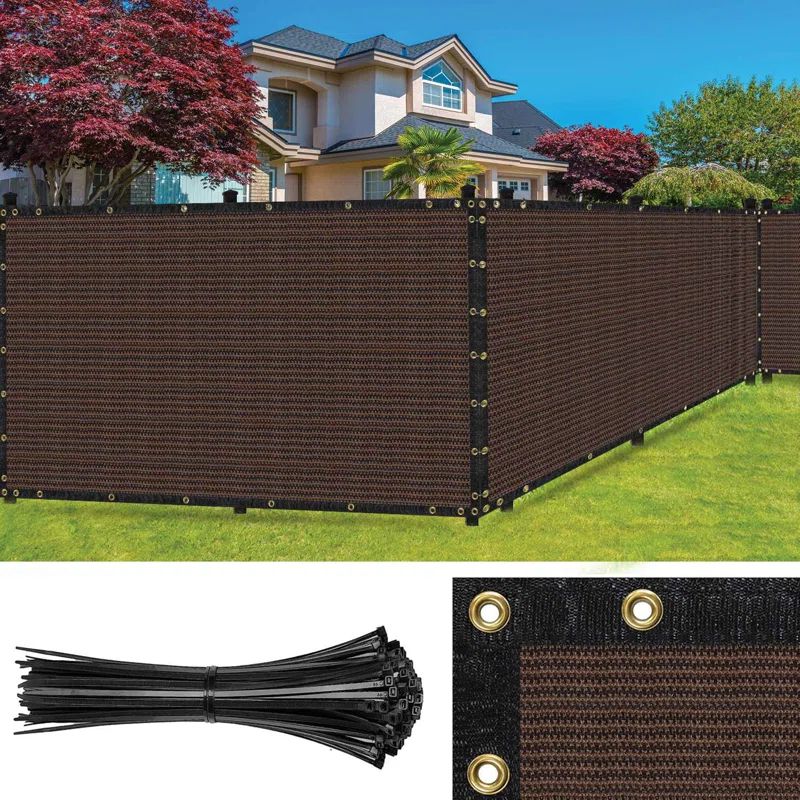 Brown Heavy-Duty Polyethylene Privacy Fence Screen with Rustproof Grommets - 6' x 20'