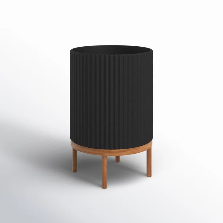 Black and Brown Plastic-Stone Planter with Stand
