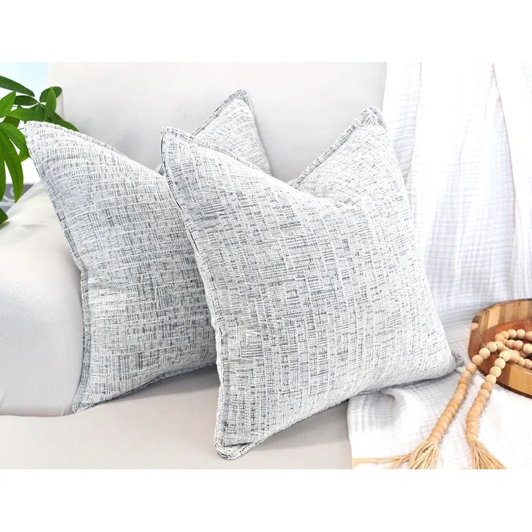 Olive Green Chenille Embroidered Square Throw Pillow Covers (Set of 2)