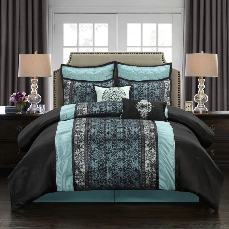 California King Black Microfiber Bed in a Bag Set
