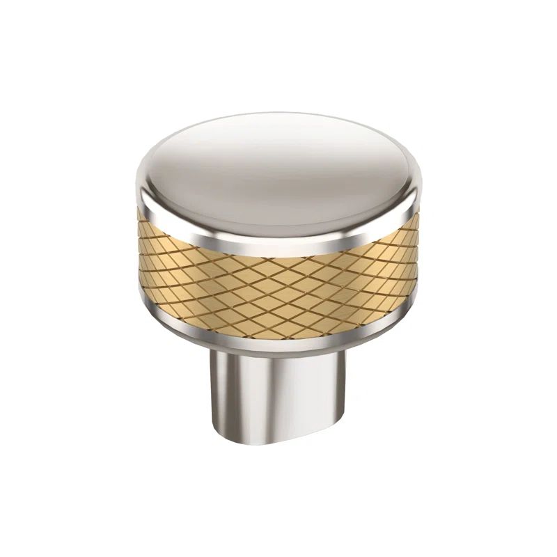 Polished Nickel and Champagne Bronze Round Cabinet Knob