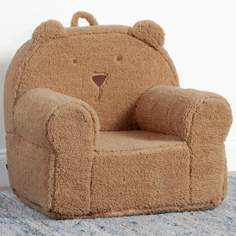Tan Faux Shearling Bear Chair with Handle