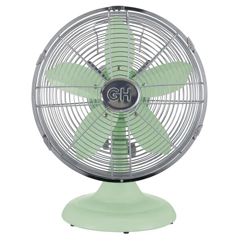 Mint Green 12" Retro Metal Oscillating Table Fan