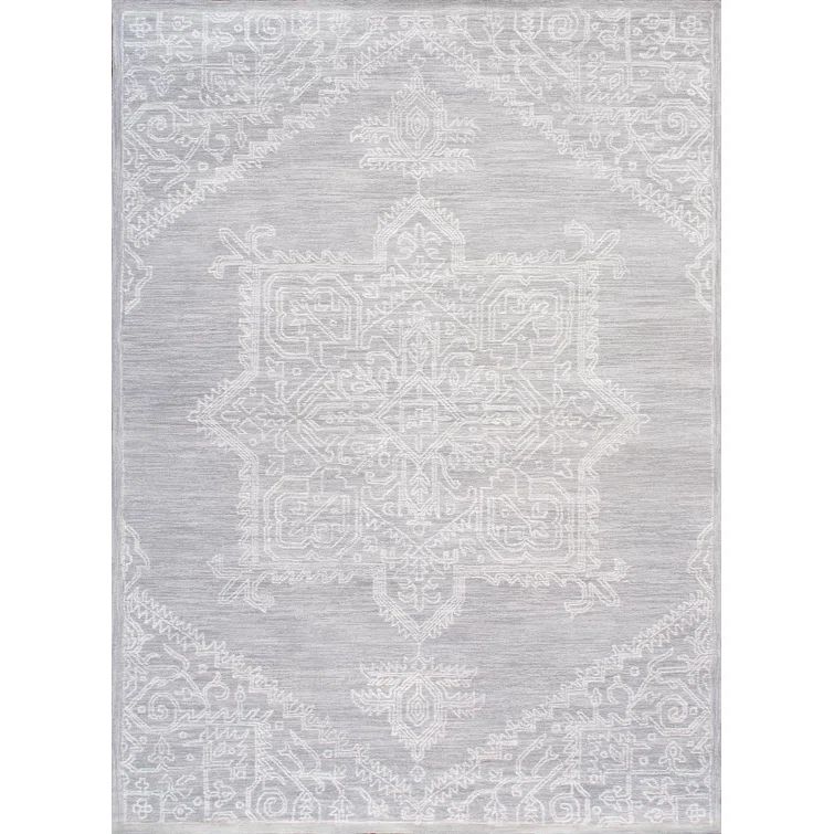 Ivory Elegance Hand-Tufted Wool & Silk Rectangular Rug